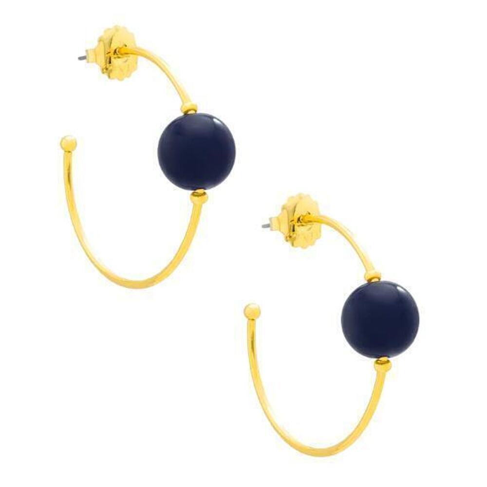 Zenzii Resin bead open hoop earrings - Navy